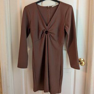 Abercrombie & Fitch Brown, Long-Sleeved O-Ring Dress Size Medium